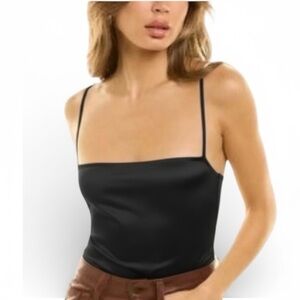 Danielle Bernstein Strappy Bodysuit Black Size 4 NWT Minimalist Chic Staple